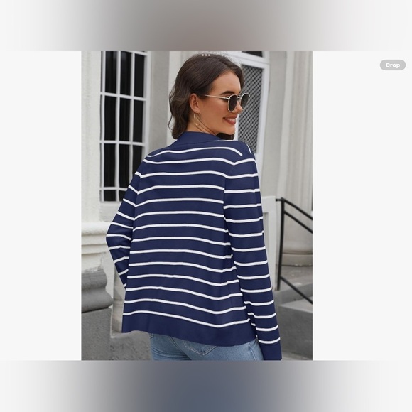 Knit stripped long sleeve button down cardigan - Picture 2 of 7